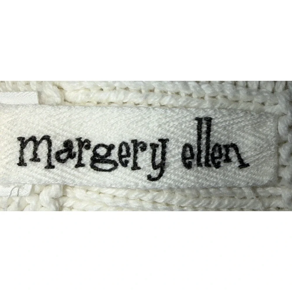 Margery Ellen Baby Blanket Cream Knit Checkered Board‎ Pattern Blue Crochet Trim